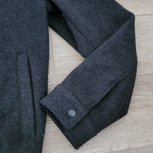 Zara Black Wool Blend Pocket Jacket With Elastic Waist Band Mens Small - Picture 6 of 16